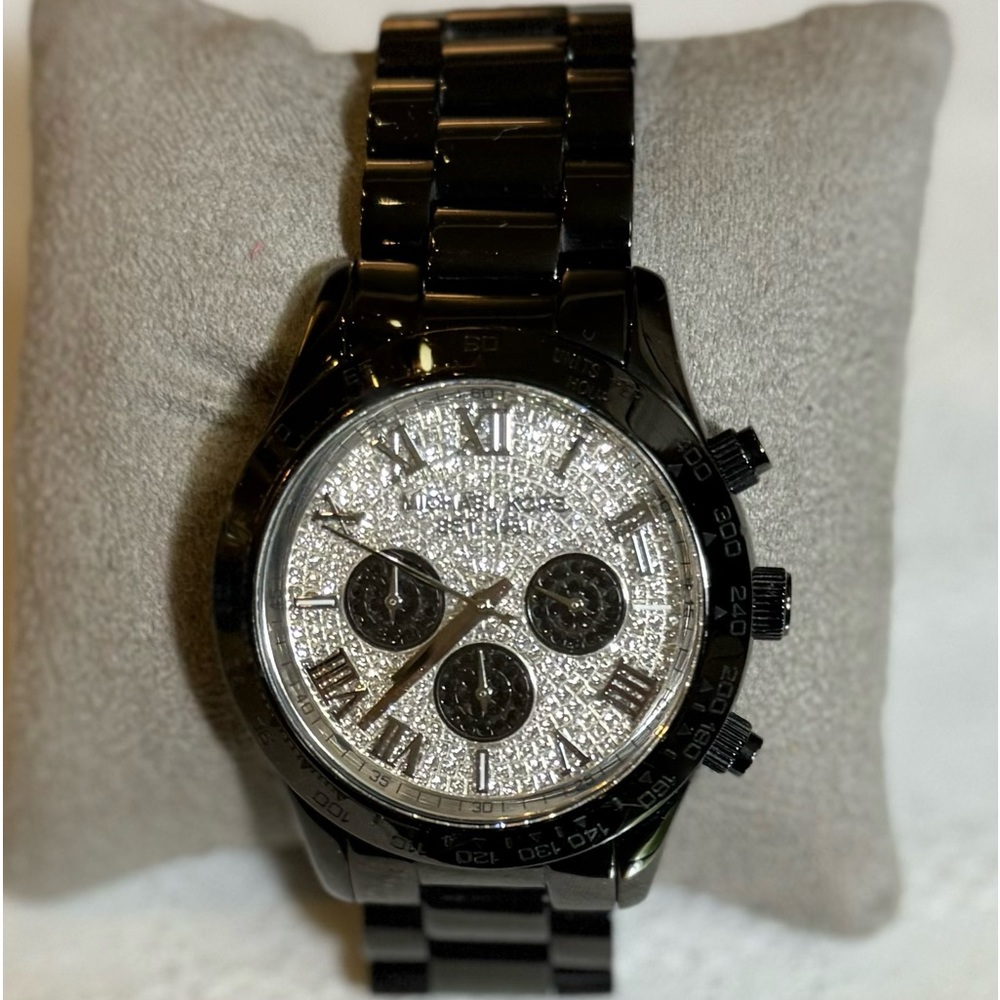 Michael Kors Layton Glitz Pave Dial Black Watch - Picture 7 of 10